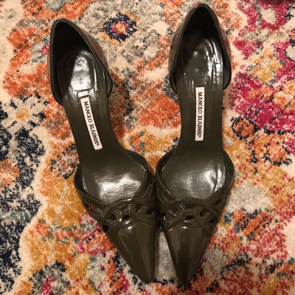 Manolo Blahnik - Dark Olive Green Patent Leather